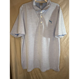 Puma Men's Vertical Short Sleeve Line Blue Polo XXL